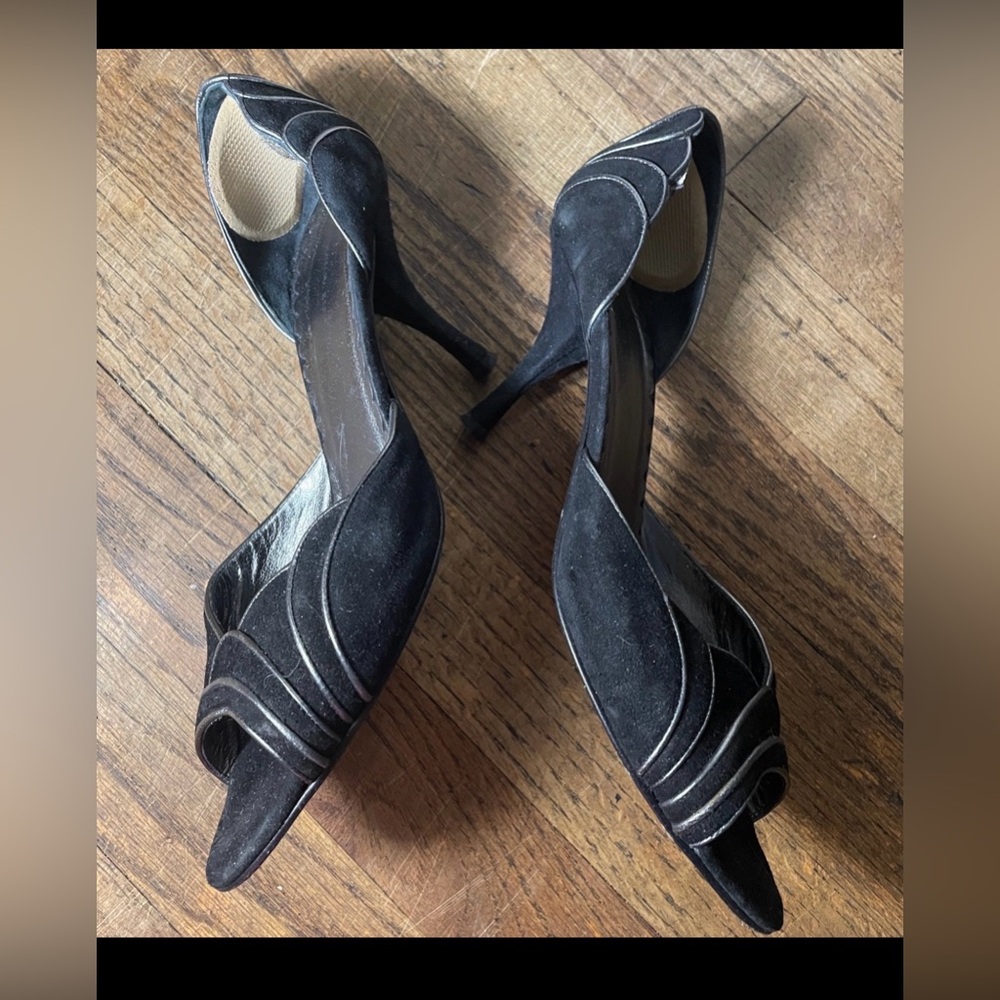 Banana Republic Italy Leather Heels Black Size 9 - Picture 4 of 9